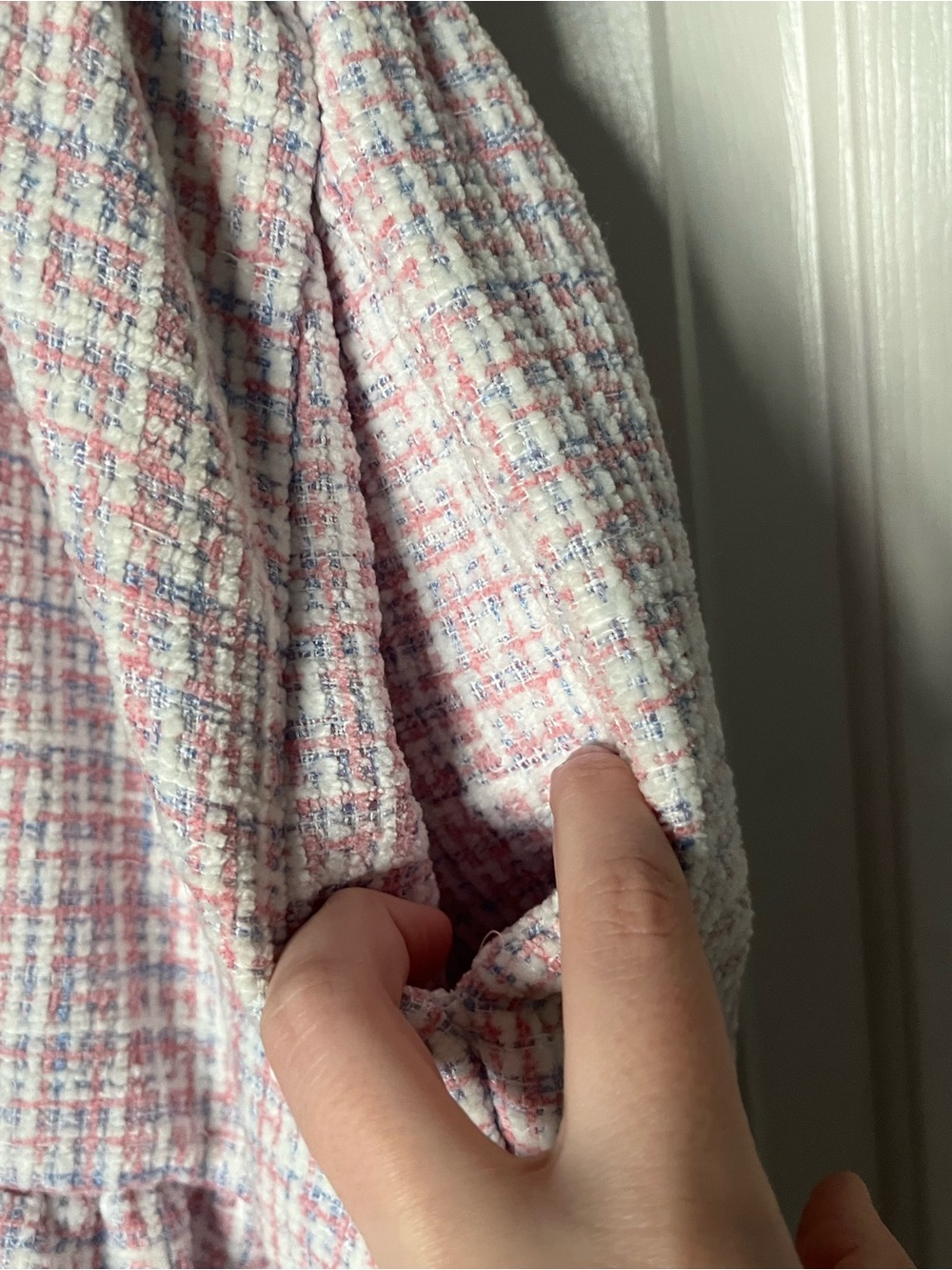 Tiered Pink Plaid Mini Dress with Tie Straps | Size M - Picture 5 of 5